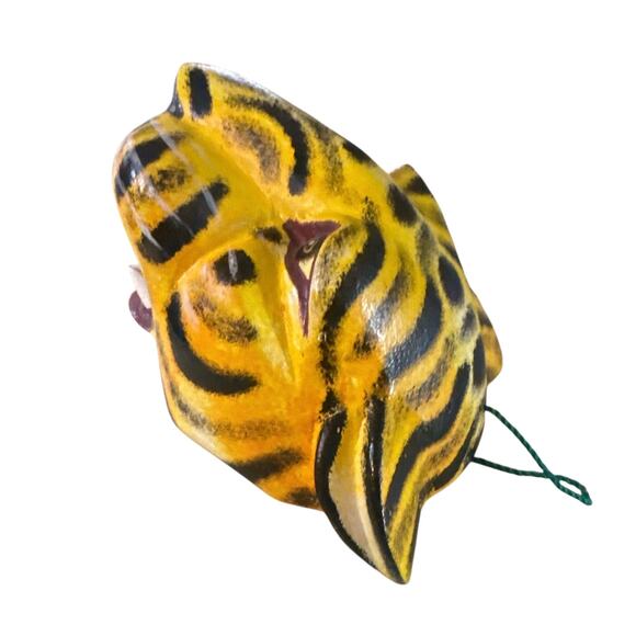 Jaguar Wild Cat Wooden Carved Handmade Folk Art Painted Wall Hanging Decor Mask - Picture 6 of 8